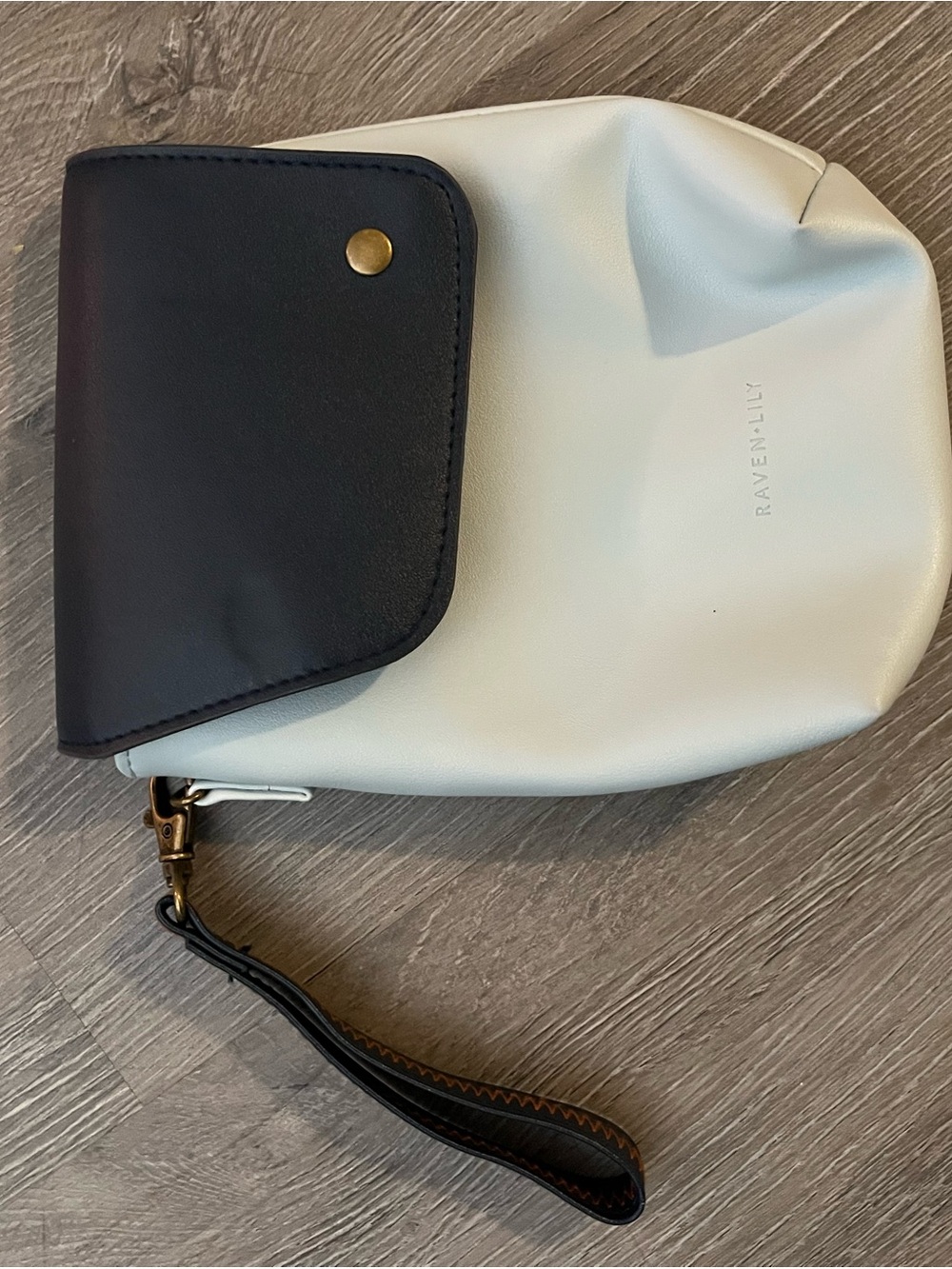 Raven + Lily Two-Tone Faux Leather Wristlet - Navy & Powder blue